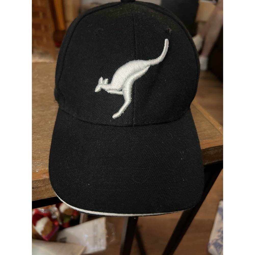Kangaroo Cap Black‎ With White Logo Adjustable Strap By Joey Roo